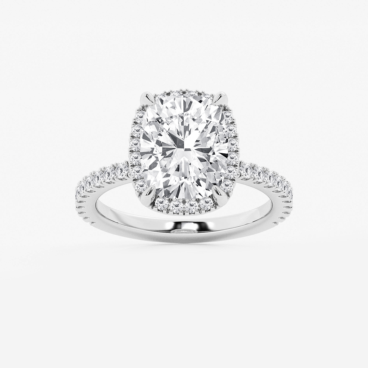 4 1/2 ctw Elongated Cushion Lab Grown Diamond Halo Engagement Ring